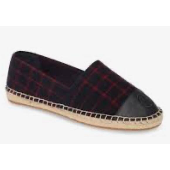 Tory Burch shoes checked wool color block espadrilles 8 NIB - Picture 1 of 10